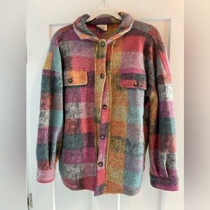 Colorful pink plaid flannel shacket